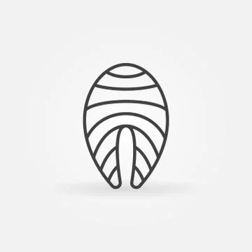 Red fish outline icon - vector salmon or trout steak sign Stock Illustration