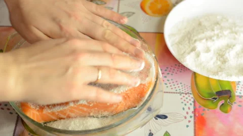 Red Fish Salting Process, Closeup Vídeos de archivo 47163980