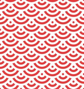 Red fish scale background of concentric circles. Abstract seamless pattern looks Stock Illustration