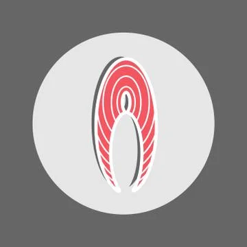 Red Fish Slice vector icon Illustrazione stock
