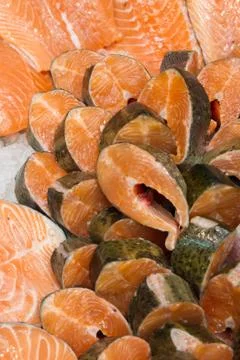 Red fish on store shelves Stock Photos
