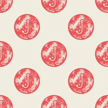 Red Fishing Hook Pattern on Pape Background Stock Illustration