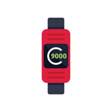 Red fitness tracker displaying steps walked icon Stock Illustration
