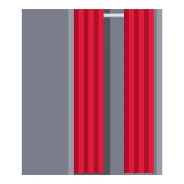 Red fitting room curtains separating changing rooms in a clothing store 스톡 일러스트