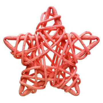 Red five-point star, handmade wicker decoration Stock Photos