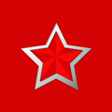 Red five-pointed star cut from red background, Stock Illustration