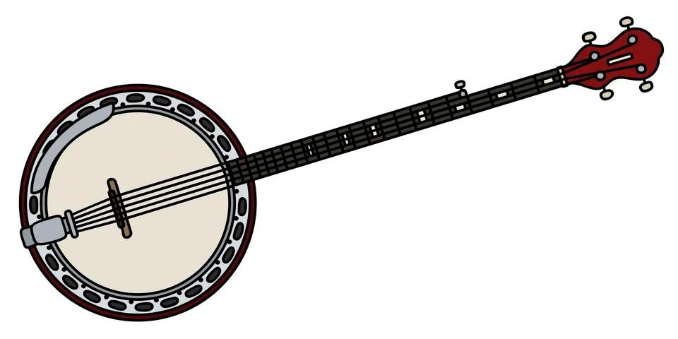 Red five strings banjo 库存插图