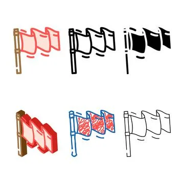 Red flag alert color range icon vector イラスト素材