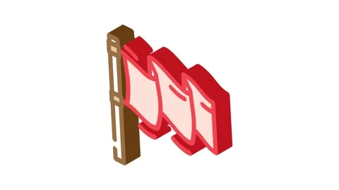 Red flag alert isometric icon animation Stock Footage 327291791