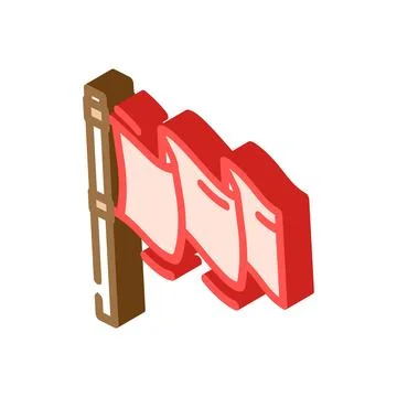 Red flag alert isometric icon vector illustration Stock Illustration