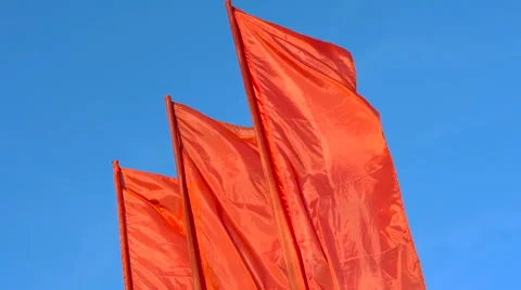 Red flag and blue sky Stock Footage 62947347