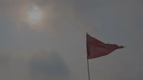 Red flag and cloud in varanasi ghat Video stock 220765873