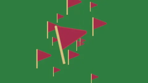 Red flag and three flags white background arrows yellow arrow Stock Footage 336968918