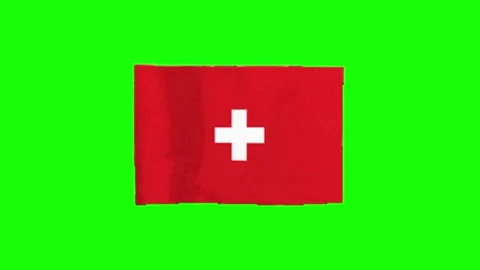 Red flag animation with white cross Vidéo 329201174