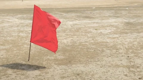 Red flag at the beach Stock Footage 167617514