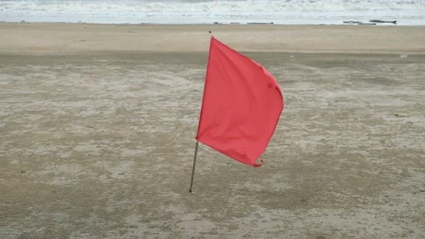 Red flag at the beach Stock Footage 167617519