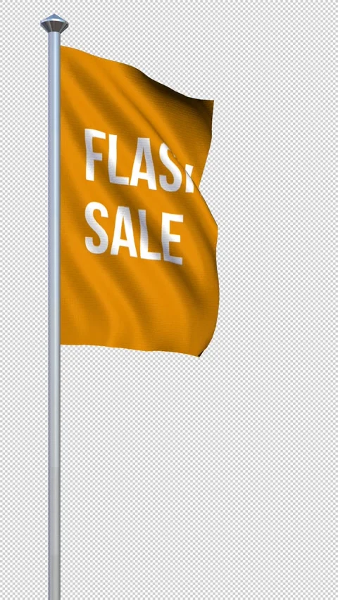 Red flag with bold yellow 'FLASH SALE' text. Flash sale flag waving. 库存影片 292657562