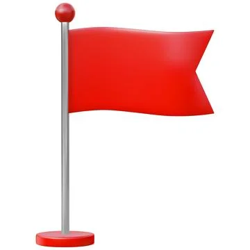 Red flag on flagpole 3D vector icon, realistic map geotag, travel navigation 스톡 일러스트