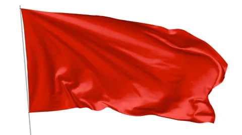 Red flag with flagpole waving in the wind Stock Footage 68355902