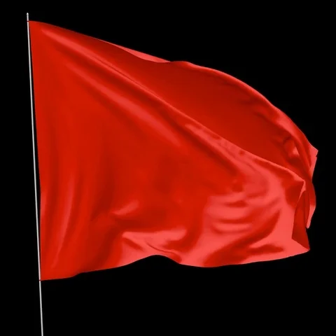Red flag with flagpole waving in the wind Stock Footage 69411466