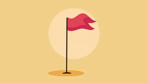 Red flag icon on pole animation representing achievement or milestone in fl.. Video stock 338425403
