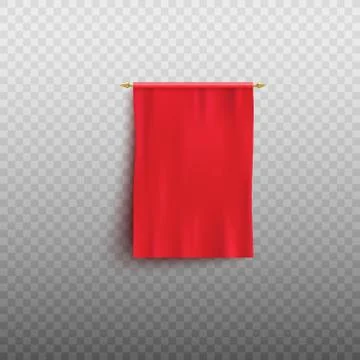 Red flag or empty fabric banner mockup 3d realistic vector illustration isolated Stock Illustration