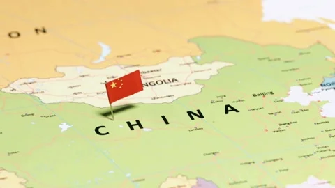 Red flag pin on China map with smooth camera zoom Stock-Footage 333484802