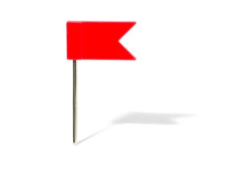 Red flag pin with shadow 库存照片