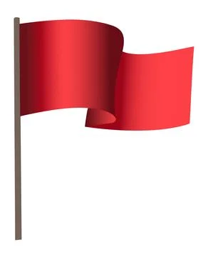 Red flag on a pole. Vector illustration on a white background. Stock Illustration