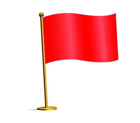 Red flag pole waving isolated Illustrazione stock