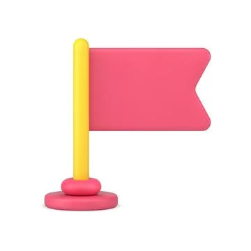 Red flag on rack 3d icon vector illustration. Symbol of achievement, distan.. Stock Illustration