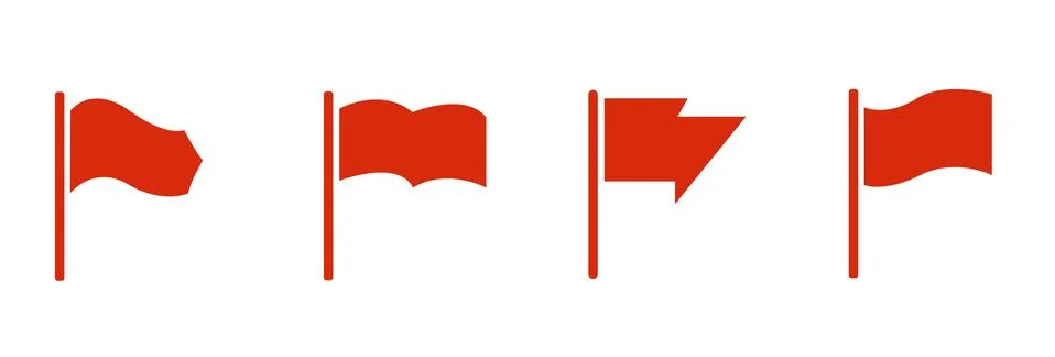 Red flag sicons set. Set of vector flags. Waving Flag Icons for Banners Stock Illustration