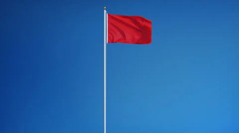 Red flag in slow motion seamlessly looped with alpha Stock Footage 65513254
