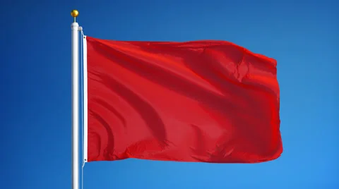Red flag in slow motion seamlessly looped with alpha Stock Footage 65513427