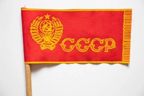 Red flag of the Soviet Union USSR. Back to the Soviet Union. Sanctions agains Stock Photos