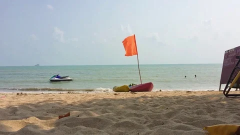 Red flag swaying in the wind Stock-Footage 72605215