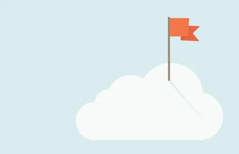 Red flag on top of the cloud Illustrazione stock