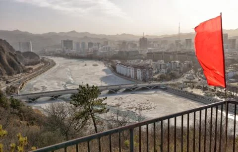 Red flag town. Stock Photos