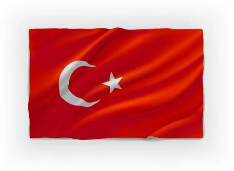 Red flag of Turkey. 3d vector object isolated on white background Stock Illustration