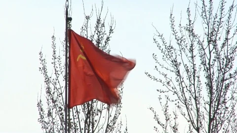 RED FLAG of the USSR Stock Footage