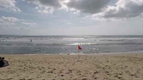 Red Flag Warning, Kuta beach, Bali, Indonesia Stock Footage 303092285