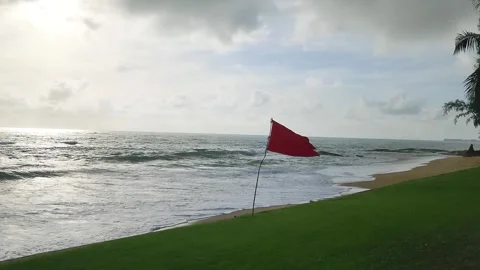 A red flag warning sign at the beach. Stock Footage 253467059