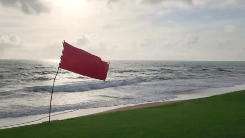 A red flag warning sign at the beach. Stock Footage 253467149