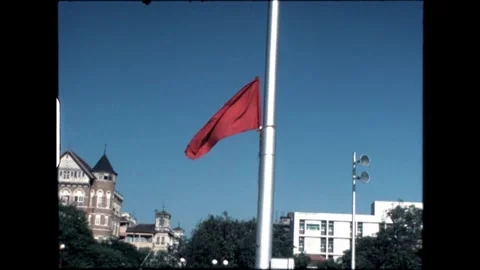 Red flag waving Video stock 273724220