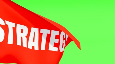Red Flag Waving with Strategy Text on Green Screen Stock Footage 331049194