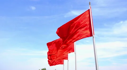Red flag waving on the wind 库存影片 65186612