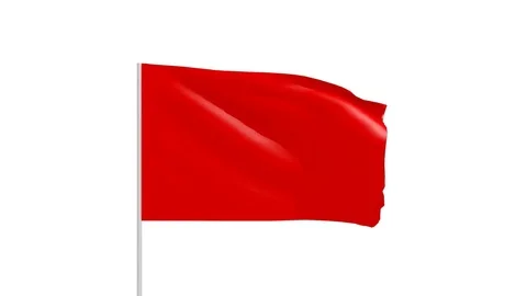 Red flag on white background Stock Footage 72564947