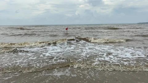Red flags on the beach Stock Footage 294851494
