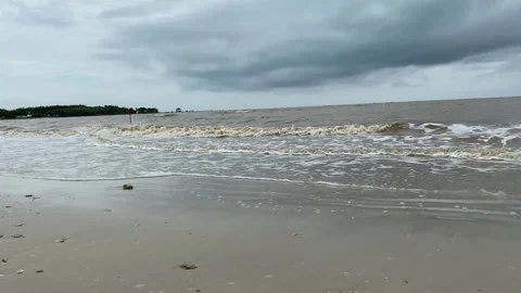 Red flags on the beach Stock Footage 294851549