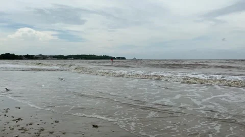 Red flags on the beach Stock Footage 294851550